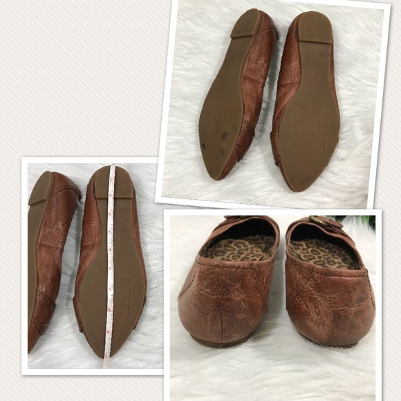 Jessica Simpson Pointed Toe Brown Distressed Flats - Picture 6 of 8